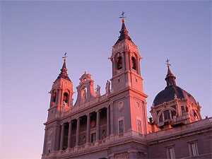 Madrid's cathedral at sunset